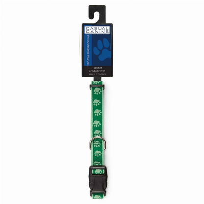 CC TwoTone Pawprint Collar 10-16In Grn