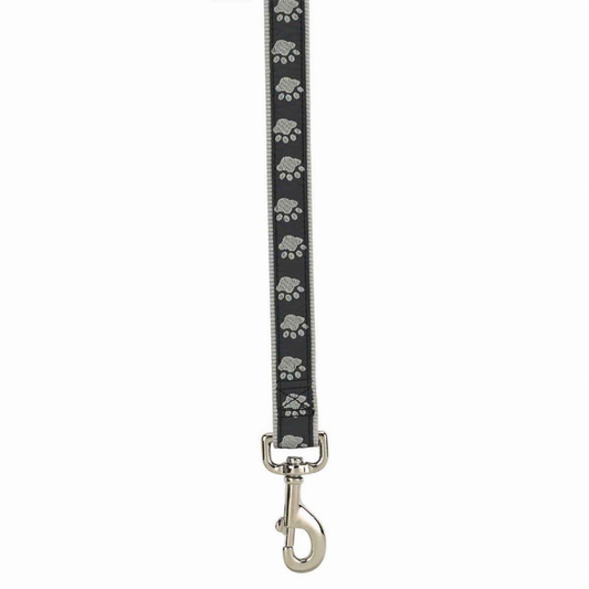 CC TwoTone Pawprint Lead 6Ftx1In Blk