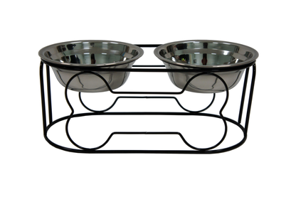 YML Wrought Iron Stand with Double Stainless Steel Feeder Bowls