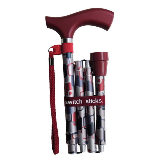 Folding Cane Switch Sticks® Aluminum 32 to 37 Inch Height Berlin Print