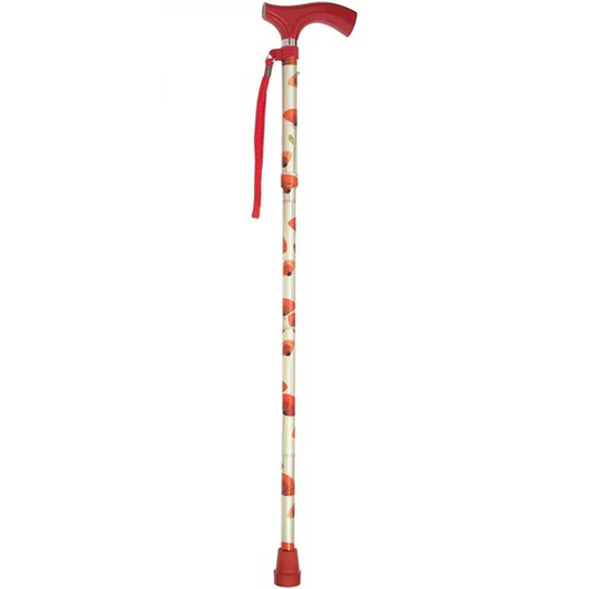 Folding Cane Switch Sticks® Aluminum 32 to 37 Inch Height Poppies Print