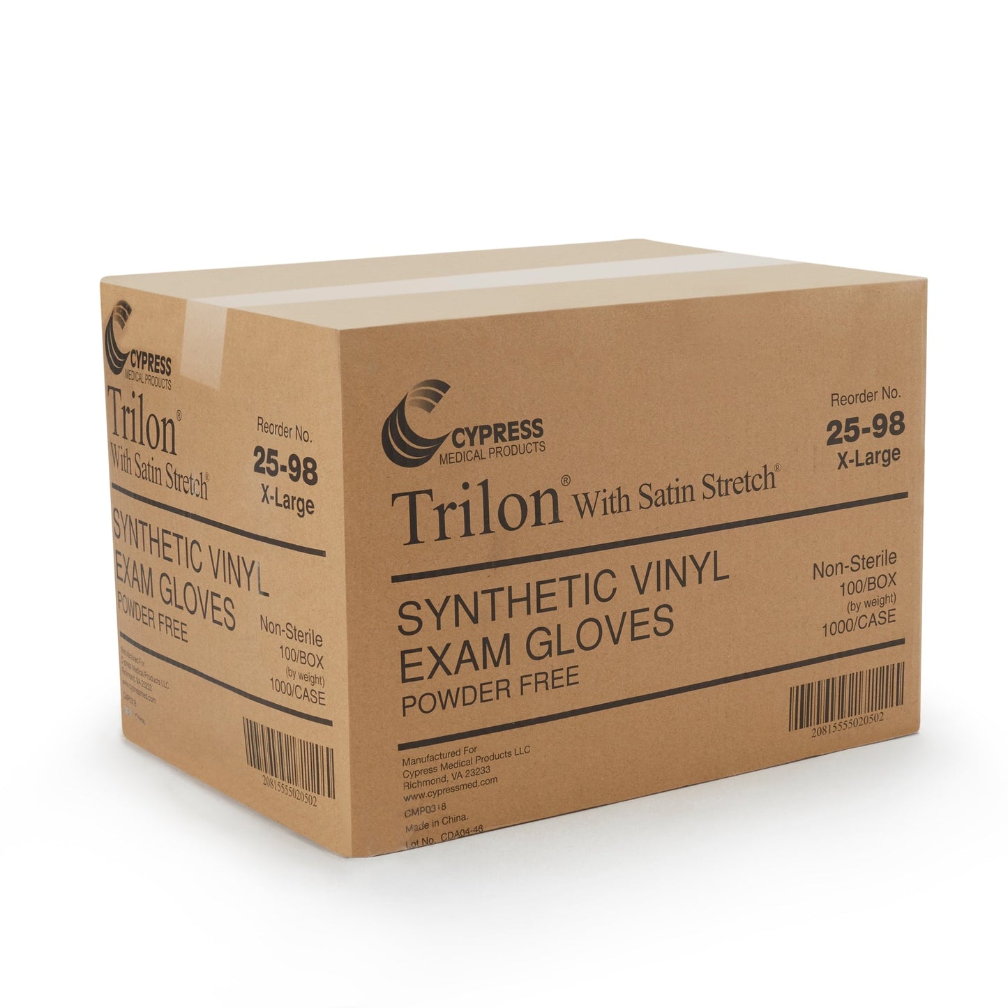 Exam Glove Trilon X-Large NonSterile Vinyl Standard Cuff Length Smooth Clear Not Rated WITH PROP. 65 WARNING, Packaging Type- Box