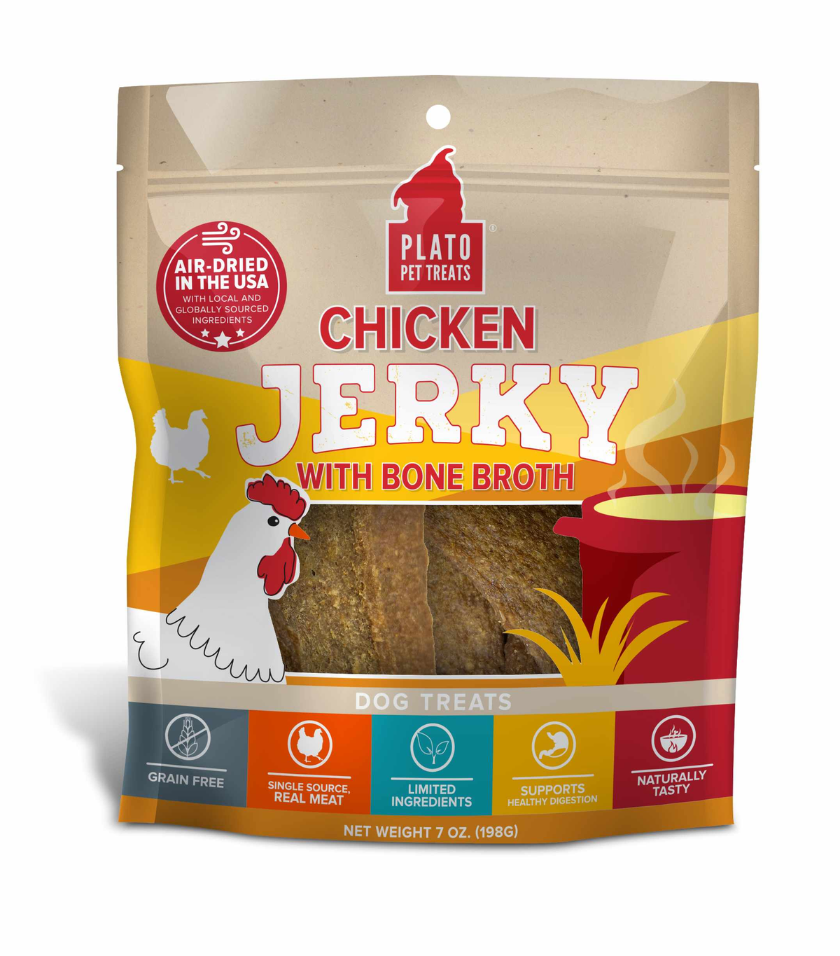 Plato Pet Treats Chicken Jerky with Bone Broth