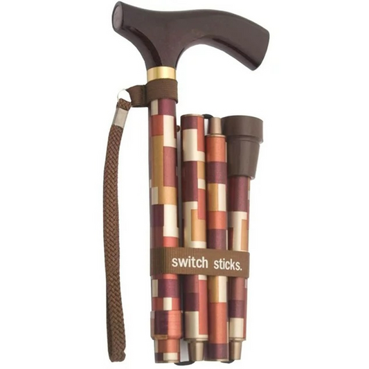 Folding Cane Switch Sticks® Aluminum 32 to 37 Inch Height Maple