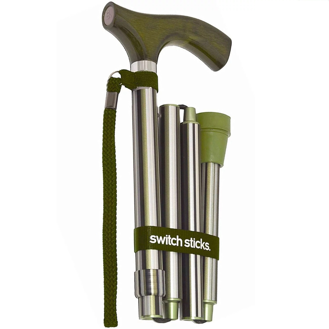 Folding Cane Switch Sticks® Aluminum 32 to 37 Inch Height Huntington Print