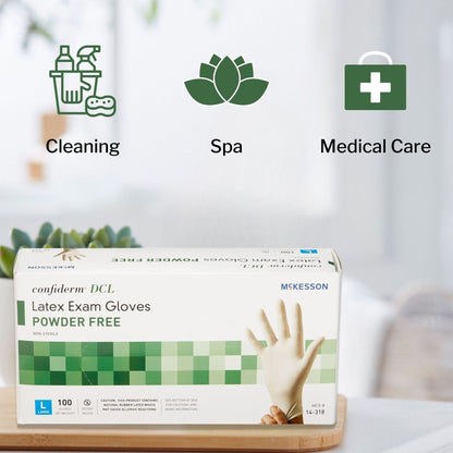 Exam Glove McKesson Confiderm Large NonSterile Latex Standard Cuff Length Smooth Ivory Not Rated, Packaging Type- Box