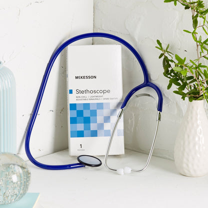 General Exam Stethoscope McKesson Royal Blue 1-Tube 21 Inch Tube Single Sided Chestpiece, Packaging Type- Each