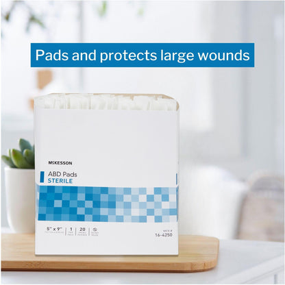 Abdominal Pad McKesson 5 X 9 Inch Sterile 1 per Pack, Packaging Type- Box