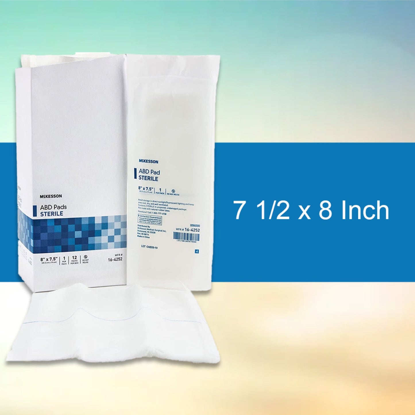 Abdominal Pad McKesson 7-1/2 X 8 Inch Sterile 1 per Pack, Packaging Type- Box
