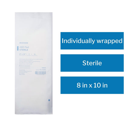 Abdominal Pad McKesson 8 X 10 Inch Sterile 1 per Pack, Packaging Type- Box