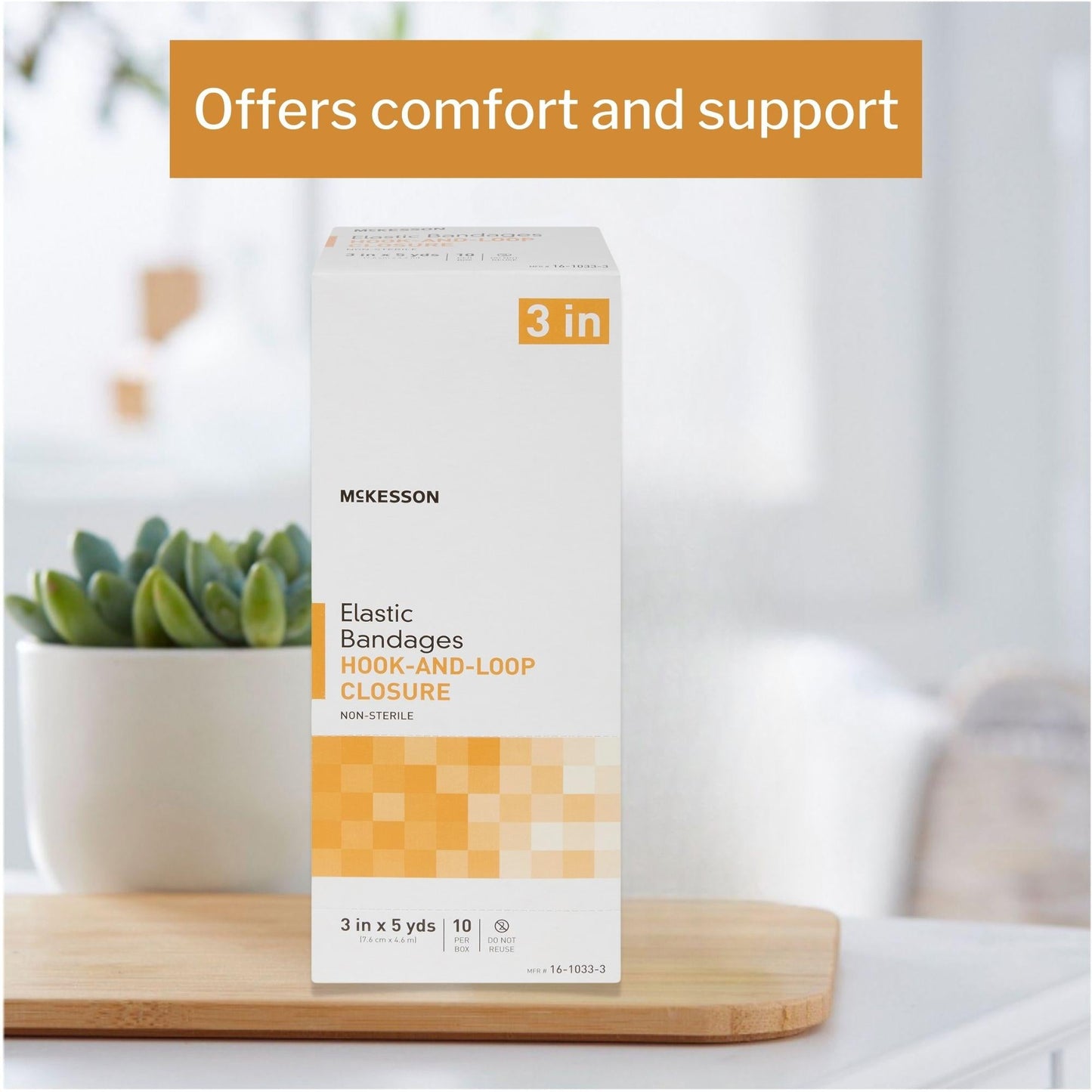 Elastic Bandage McKesson 3 Inch X 5 Yard Single Hook and Loop Closure Tan NonSterile Standard Compression, Packaging Type- Box