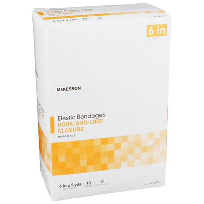 Elastic Bandage McKesson 6 Inch X 5 Yard Single Hook and Loop Closure Tan NonSterile Standard Compression, Packaging Type- Box