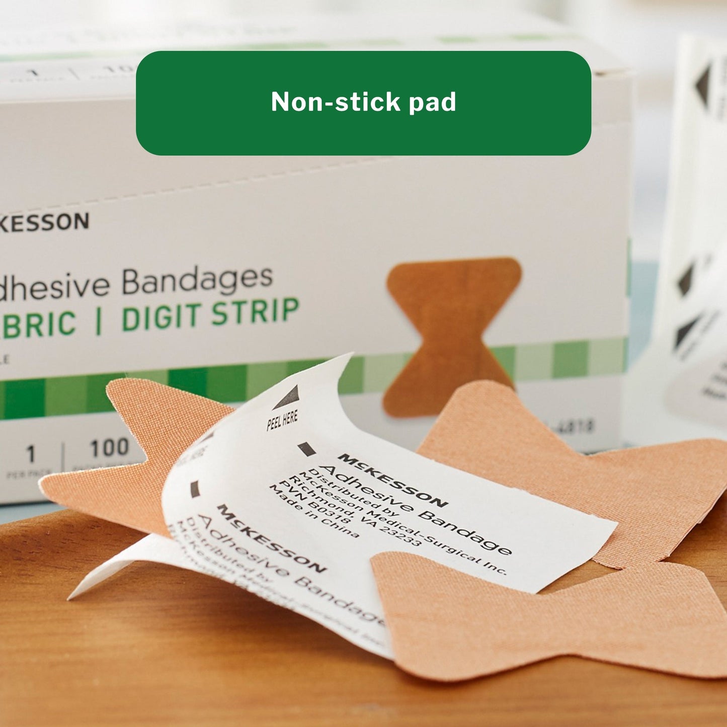 Adhesive Strip McKesson 1.7 X 2 Inch Fabric Fingertip Tan Sterile, Packaging Type- Box
