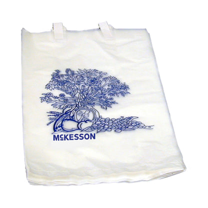 Bedside Bag McKesson 7 X 11.5 Inch White / Blue Floral Print Polyethylene, Packaging Type- Each