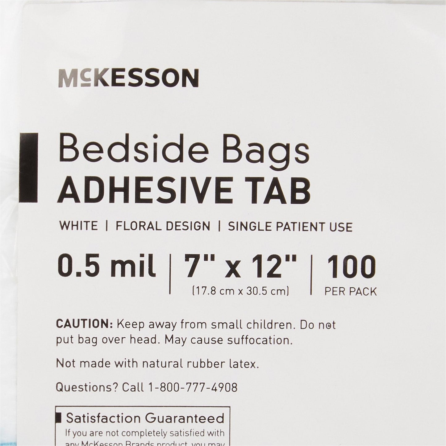 Bedside Bag McKesson 7 X 11.5 Inch White / Blue Floral Print Polyethylene, Packaging Type- Each