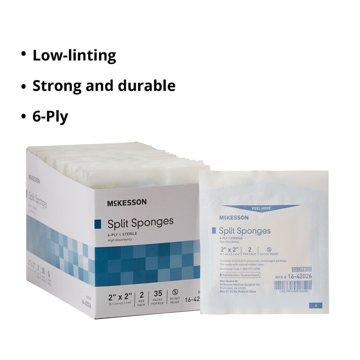 I.V. Sponge McKesson 2 X 2 Inch 6-Ply Sterile 2 per Pack, Packaging Type- Box