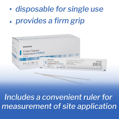 Swabstick McKesson Cotton Tip Wood Shaft 6 Inch Sterile 2 per Pack, Packaging Type- Box