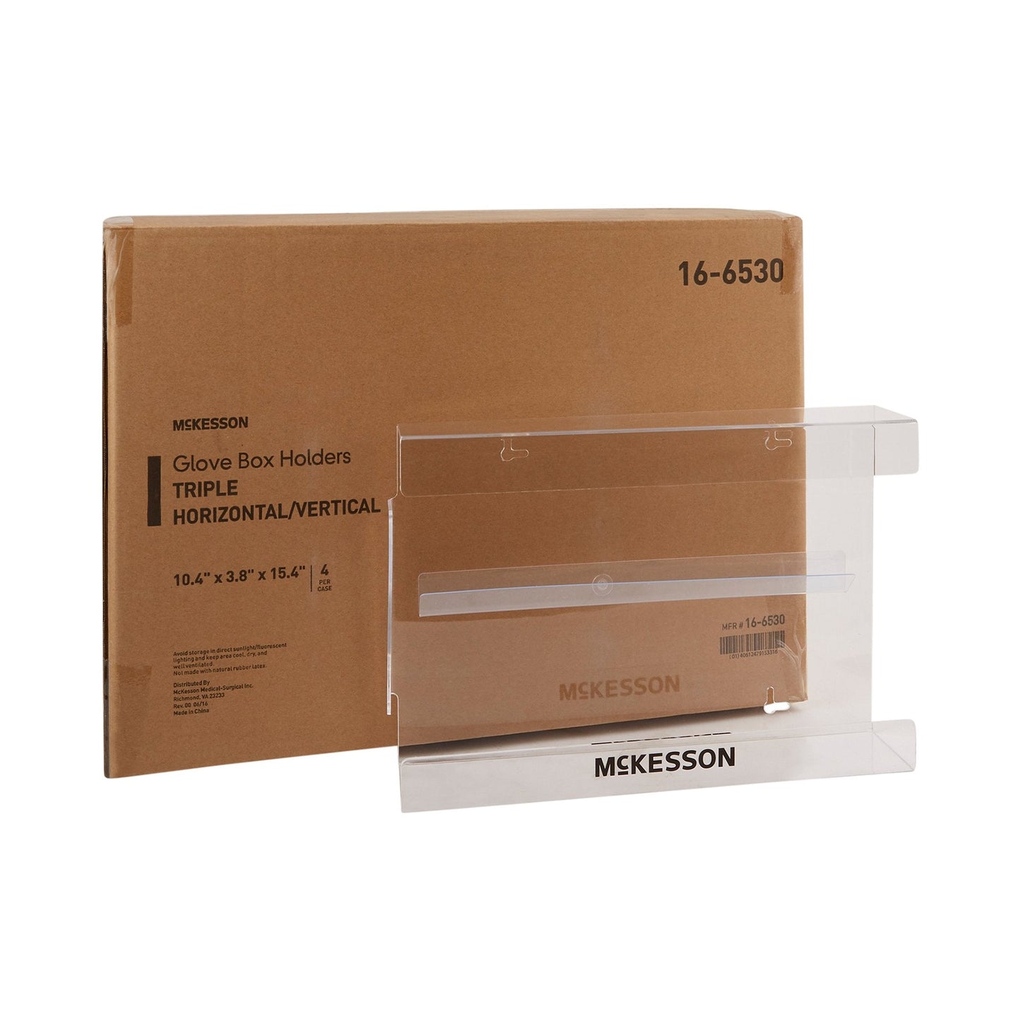 Glove Box Holder McKesson Horizontal or Vertical Mounted 3-Box Capacity Clear 3-1/8 X 10-1/4 X 15-1/4 Inch Plastic, Packaging Type- Each