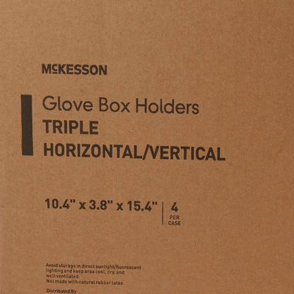 Glove Box Holder McKesson Horizontal or Vertical Mounted 3-Box Capacity Clear 3-1/8 X 10-1/4 X 15-1/4 Inch Plastic, Packaging Type- Each