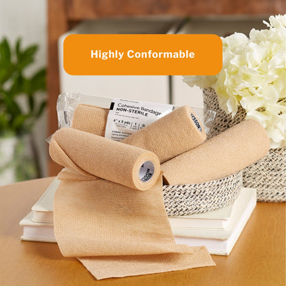 Cohesive Bandage McKesson 6 Inch X 5 Yard Self-Adherent Closure Tan NonSterile Standard Compression, Packaging Type- Each