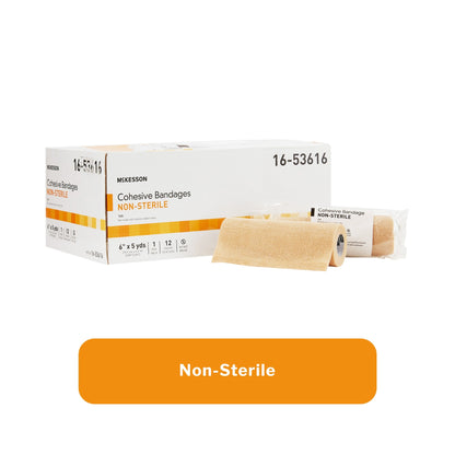 Cohesive Bandage McKesson 6 Inch X 5 Yard Self-Adherent Closure Tan NonSterile Standard Compression, Packaging Type- Each