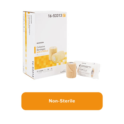 Cohesive Bandage McKesson 3 Inch X 5 Yard Self-Adherent Closure Tan NonSterile Standard Compression, Packaging Type- Case