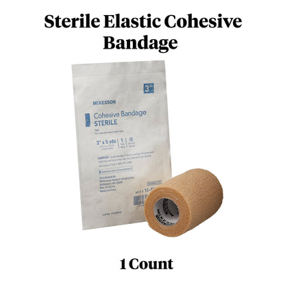 Cohesive Bandage McKesson 3 Inch X 5 Yard Self-Adherent Closure Tan Sterile Standard Compression, Packaging Type- Each
