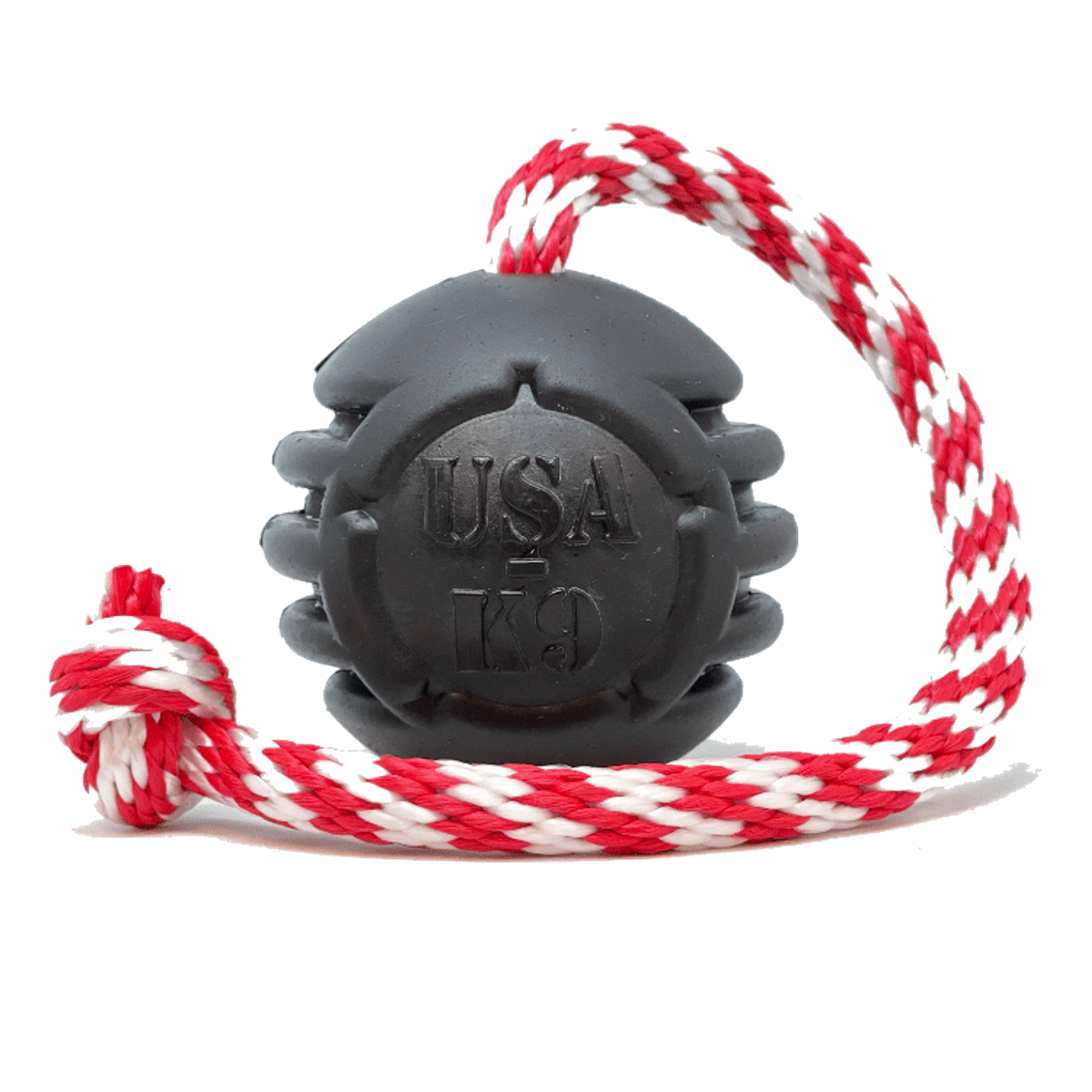 USA-K9 Magnum Black Stars and Stripes Ultra-Durable  Rubber Chew Toy, Reward Toy, Tug Toy, and Retrieving Toy