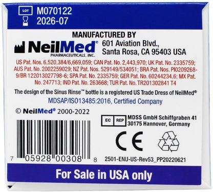 Saline Nasal Rinse Kit Neilmed Sinus Rinse 100 Packets, Packaging Type- Box