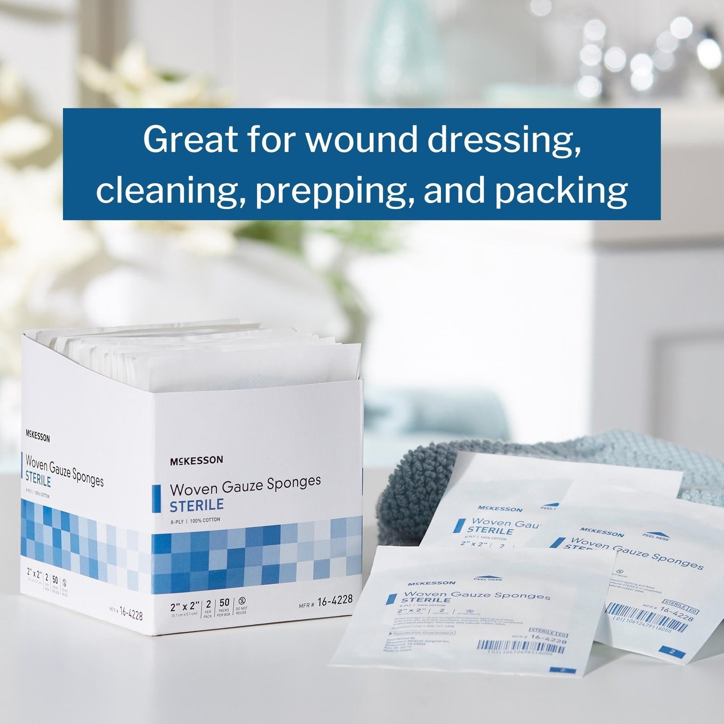 Gauze Sponge McKesson 2 X 2 Inch 8-Ply Sterile 2 per Pack, Packaging Type- Box