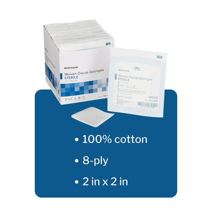 Gauze Sponge McKesson 2 X 2 Inch 8-Ply Sterile 2 per Pack, Packaging Type- Box