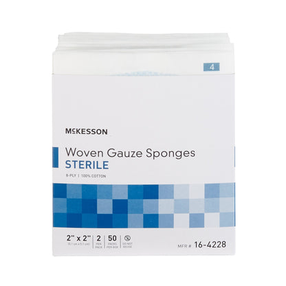 Gauze Sponge McKesson 2 X 2 Inch 8-Ply Sterile 2 per Pack, Packaging Type- Box