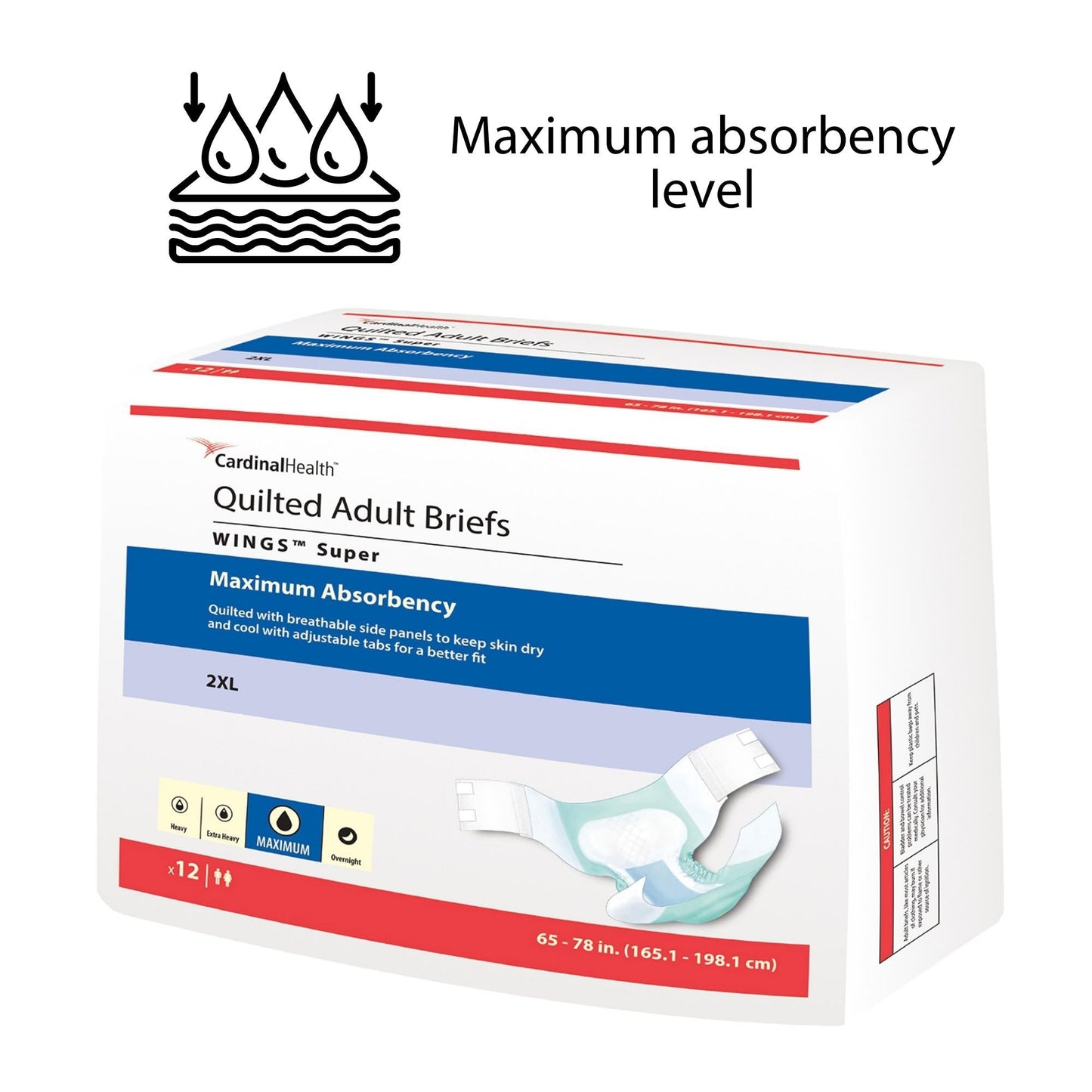 Unisex Adult Incontinence Brief Wings Super Quilted 2X-Large Disposable Heavy Absorbency, Packaging Type- Case