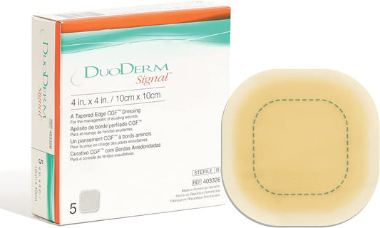 Hydrocolloid Dressing DuoDERM Signal CGF Foam Backing 4 X 4 Inch Square Hydrocolloid, Packaging Type- Box
