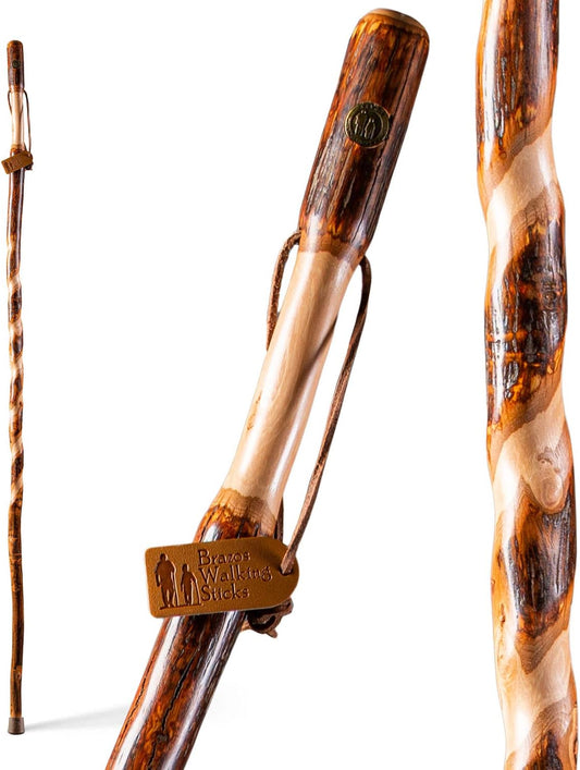Walking Stick Brazos Twisted Wood 55 Inch Height Hickory