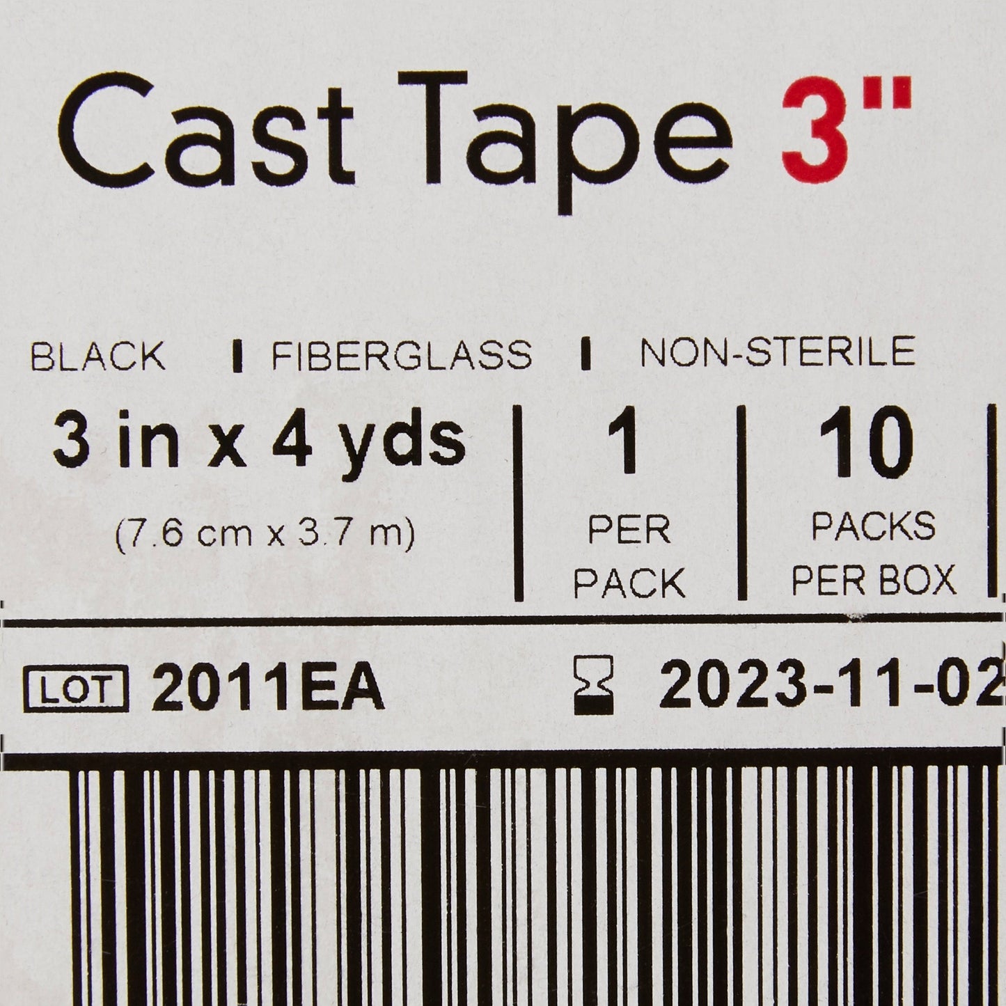Cast Tape McKesson 3 Inch X 12 Foot Fiberglass Black, Packaging Type- Box