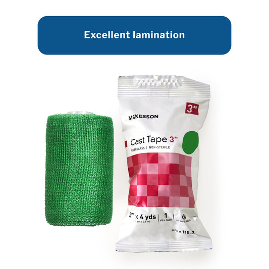 Cast Tape McKesson 3 Inch X 12 Foot Fiberglass Green, Packaging Type- Box