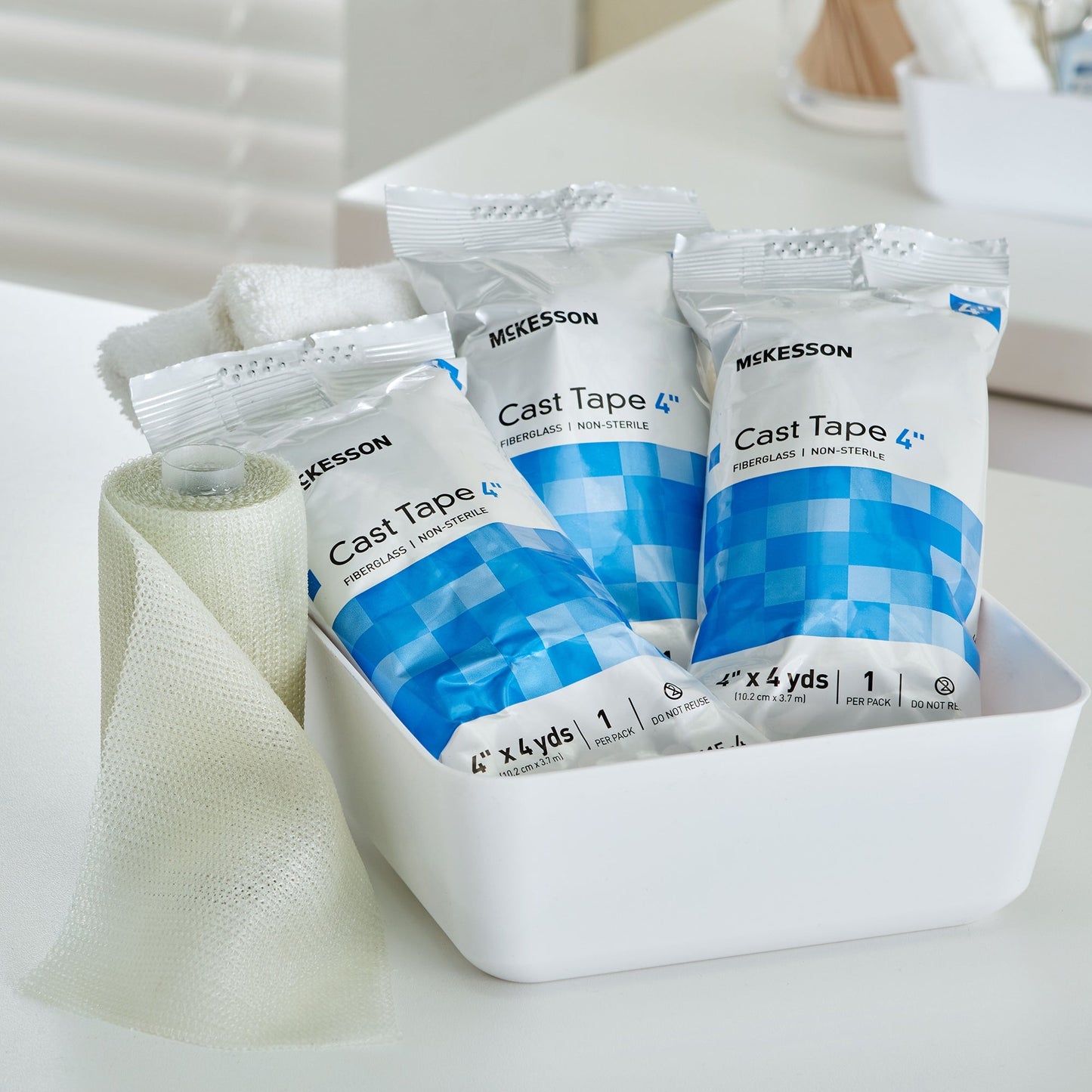 Cast Tape McKesson 4 Inch X 12 Foot Fiberglass White, Packaging Type- Box