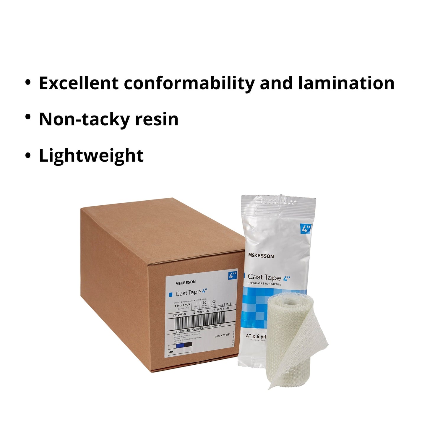 Cast Tape McKesson 4 Inch X 12 Foot Fiberglass White, Packaging Type- Box