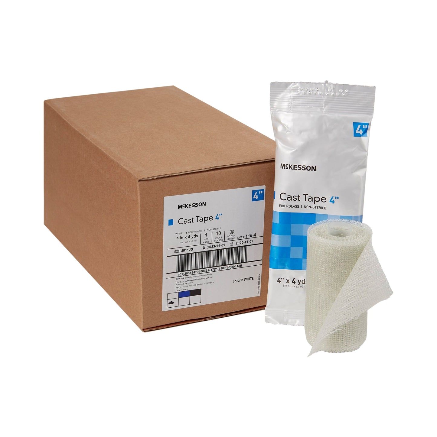 Cast Tape McKesson 4 Inch X 12 Foot Fiberglass White, Packaging Type- Box