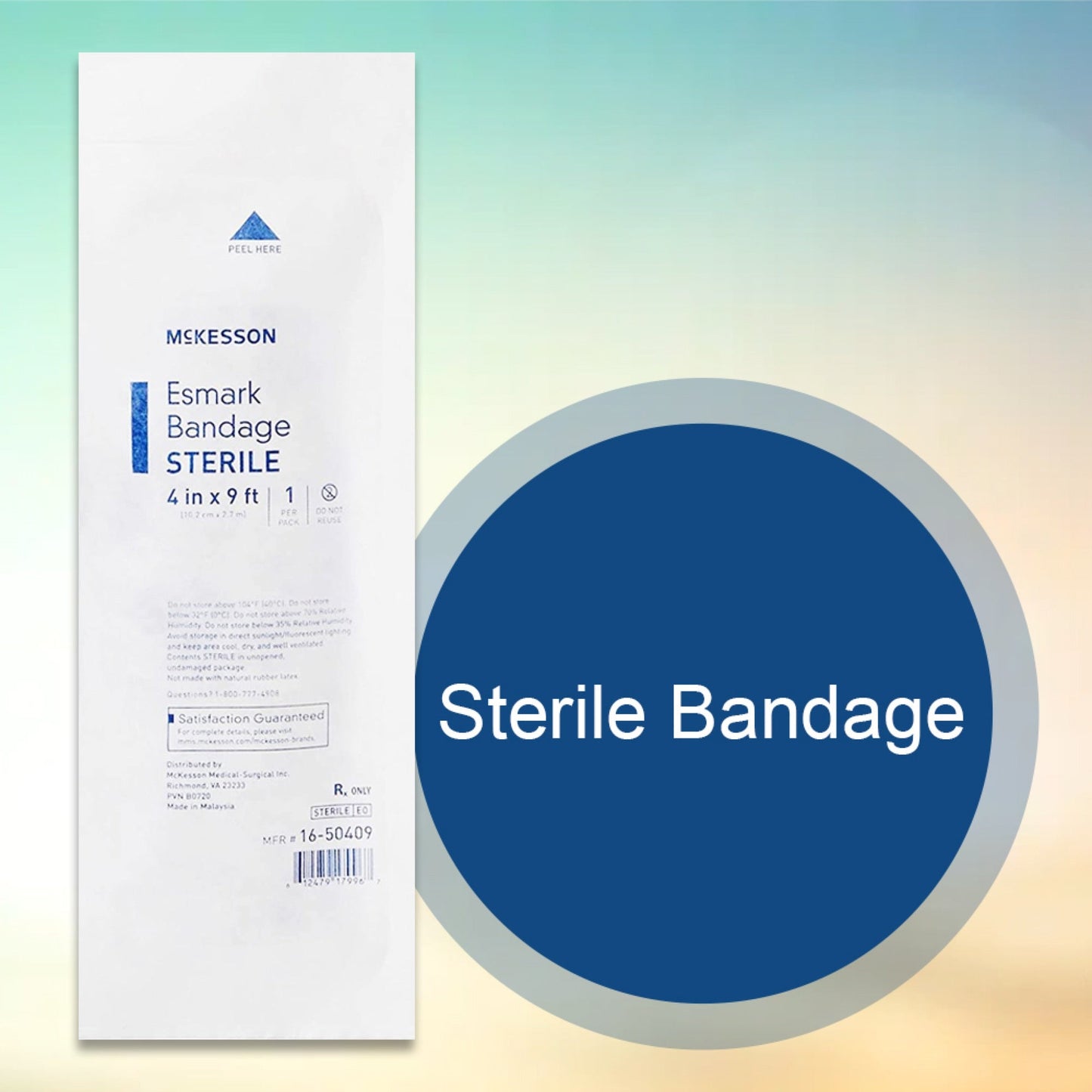 Esmark Compression Bandage McKesson 4 Inch X 3 Yard No Closure Blue Sterile High Compression, Packaging Type- Each
