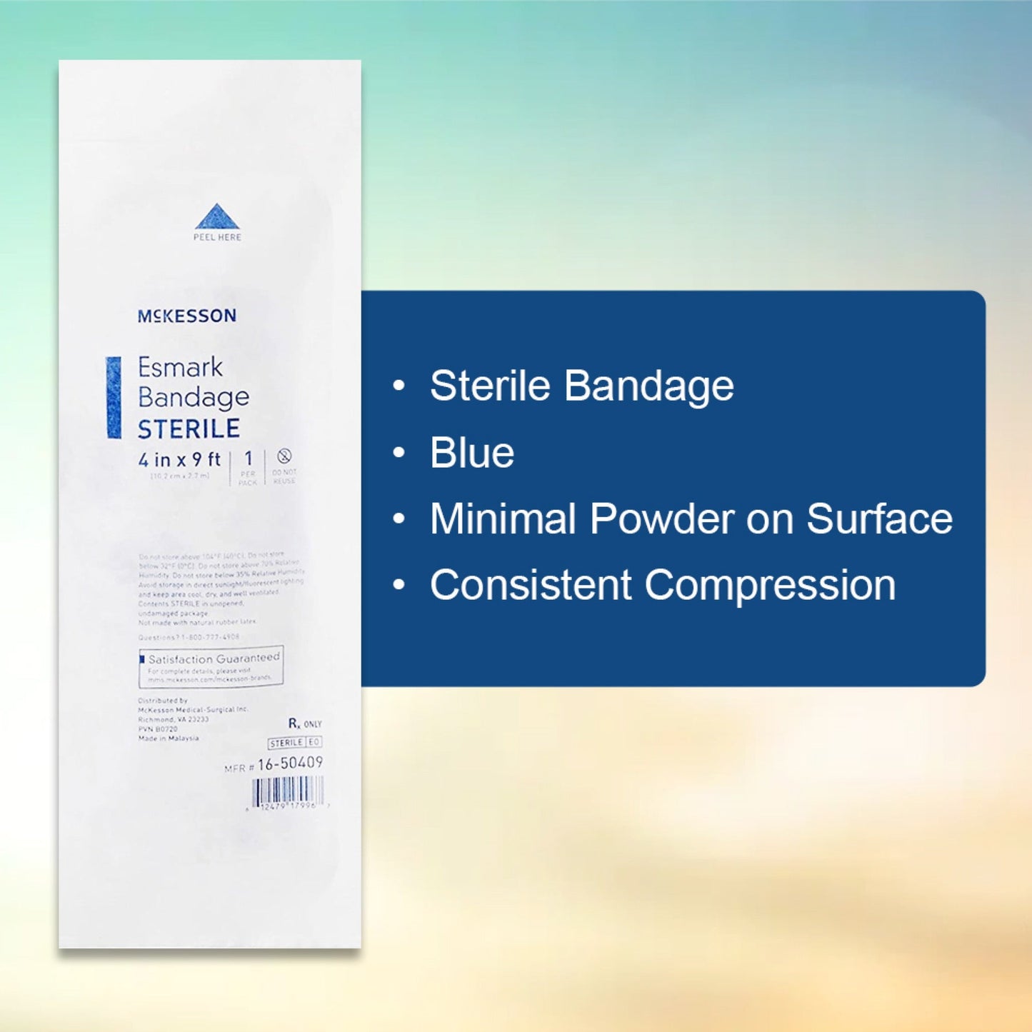 Esmark Compression Bandage McKesson 4 Inch X 3 Yard No Closure Blue Sterile High Compression, Packaging Type- Each