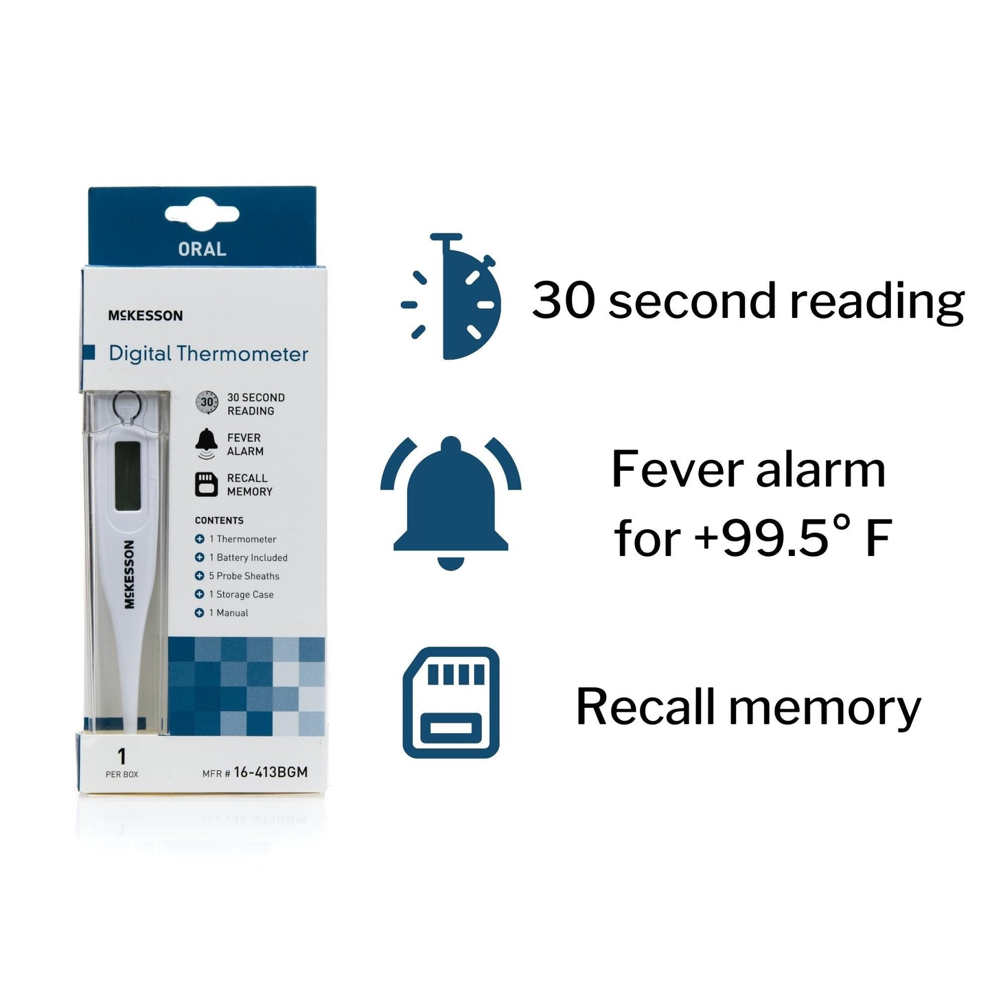 Digital Stick Thermometer McKesson Oral Probe Handheld, Packaging Type- Box