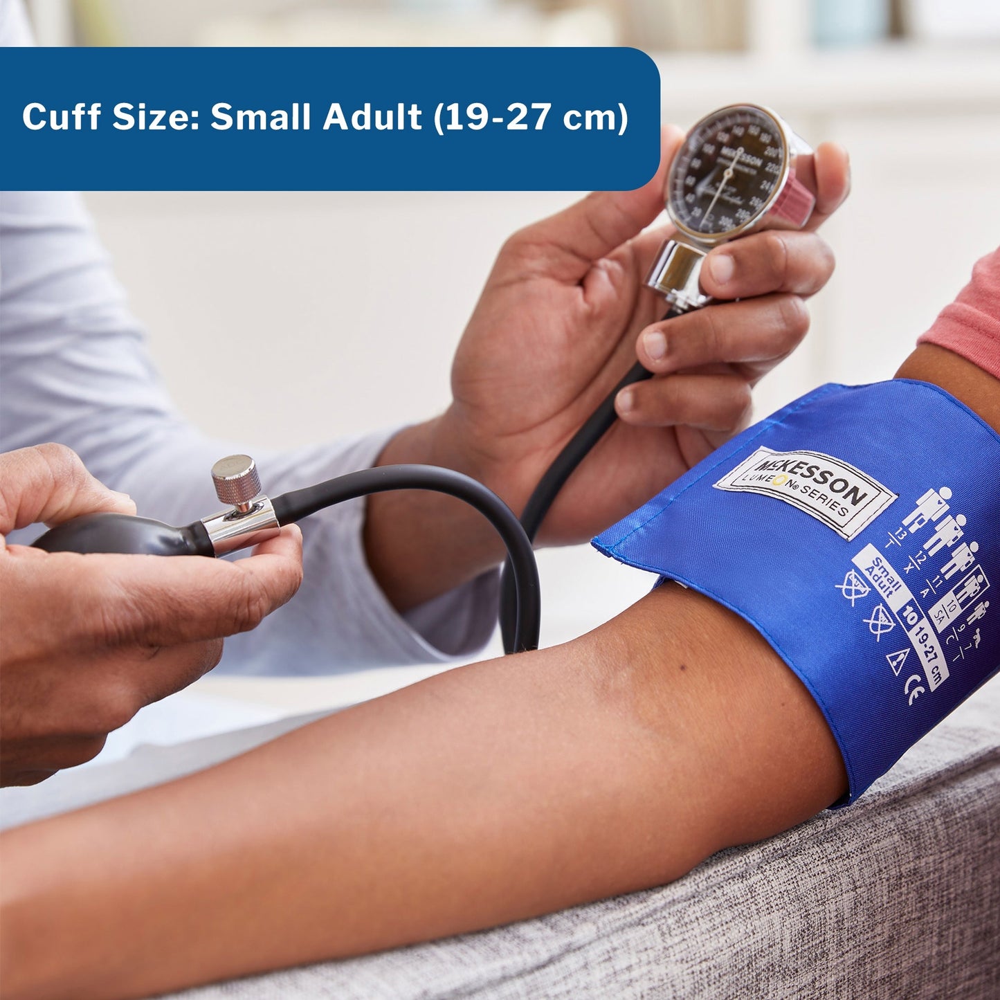 Aneroid Sphygmomanometer Unit McKesson LUMEON Small Adult Cuff Nylon Cuff 19 - 27 cm Pocket Aneroid, Packaging Type- Box