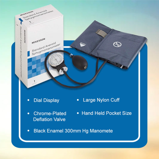 Aneroid Sphygmomanometer Unit McKesson Brand Large Adult Cuff Nylon Cuff 34 - 50 cm Pocket Aneroid, Packaging Type- Box