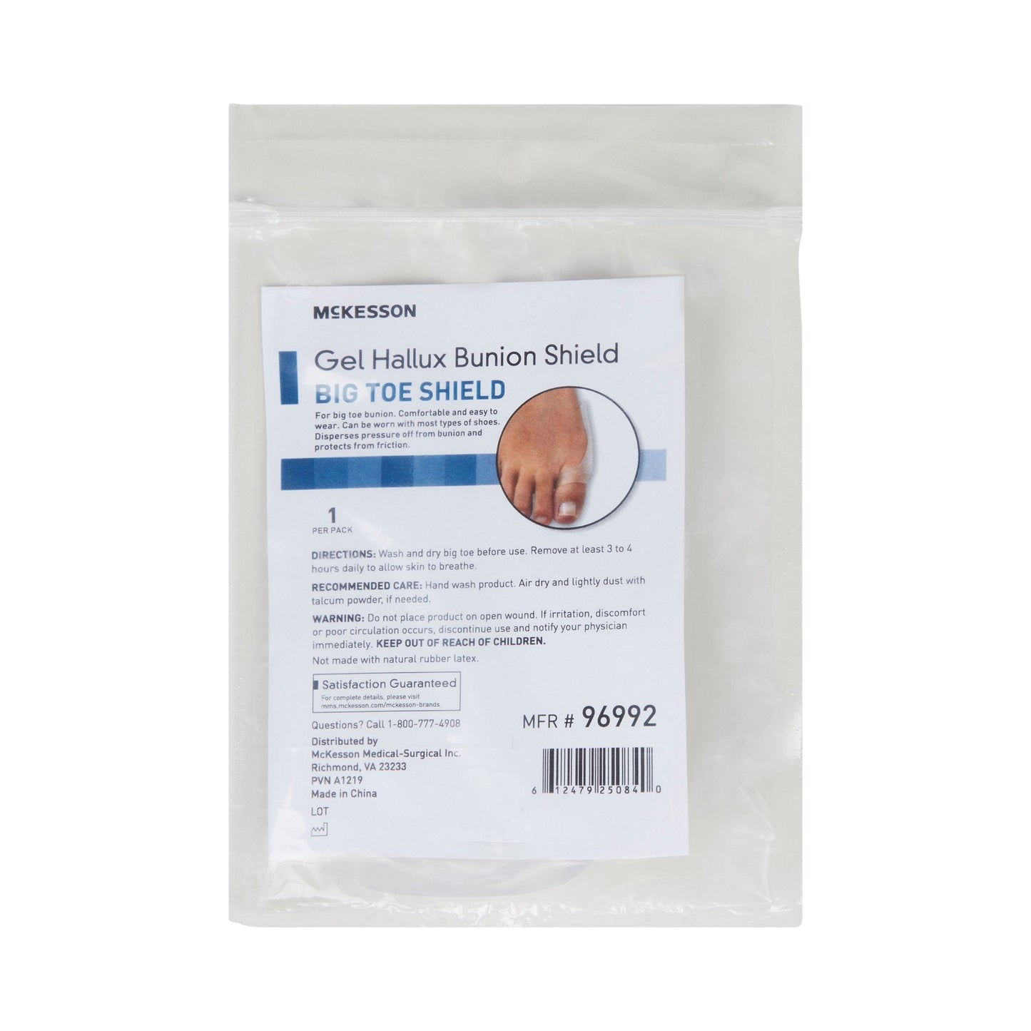 Bunion Shield McKesson One Size Fits Most Pull-On Toe, Packaging Type- Each