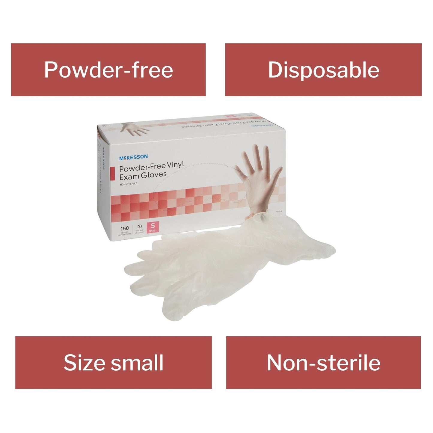 Exam Glove McKesson Small NonSterile Vinyl Standard Cuff Length Smooth Clear Not Rated, Packaging Type- Box