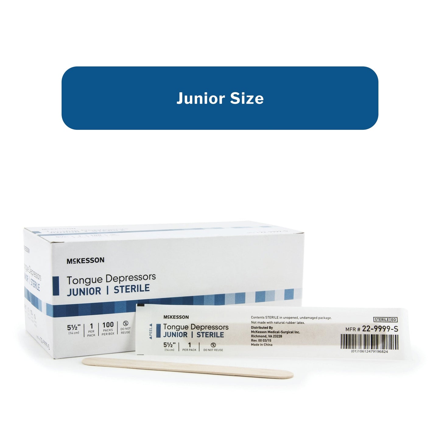 Tongue Depressor McKesson 5-1/2 Inch Length Wood Junior, Packaging Type- Box