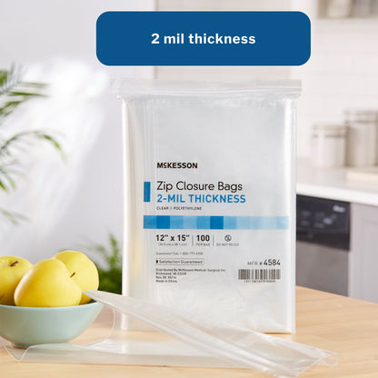 Reclosable Bag McKesson 12 X 15 Inch Polyethylene Clear Zipper Closure, Packaging Type- Box