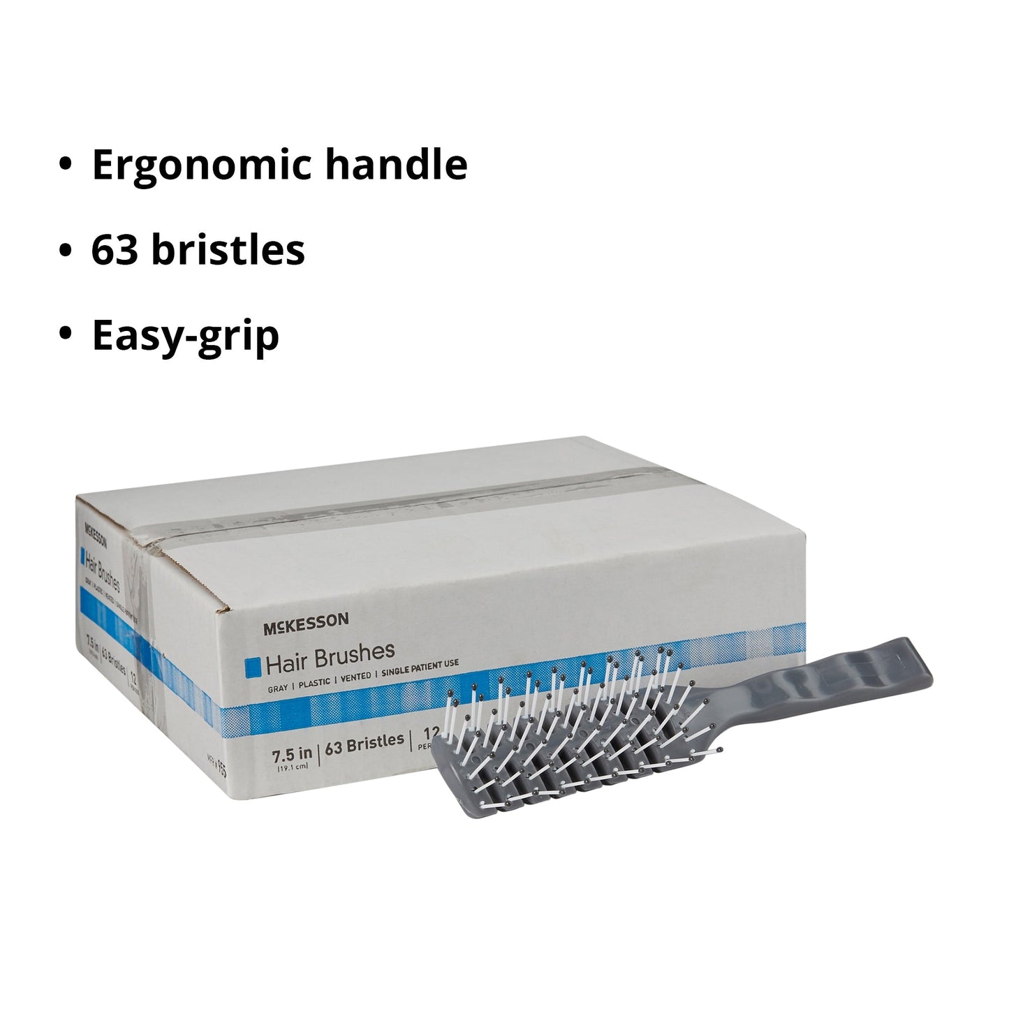 Hairbrush McKesson Plastic Bristles 7.7 Inch, Packaging Type- Box